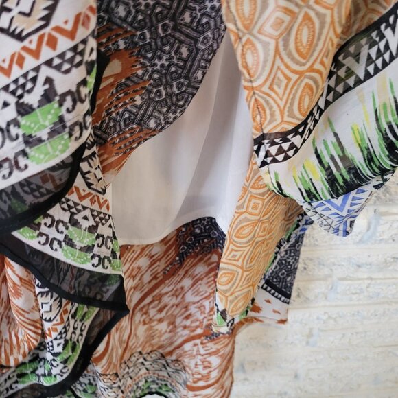 Magic Womens Dress 2X Slip Mini Layered Handkerchief Hem Boho Gold GEO28E - Picture 11 of 13